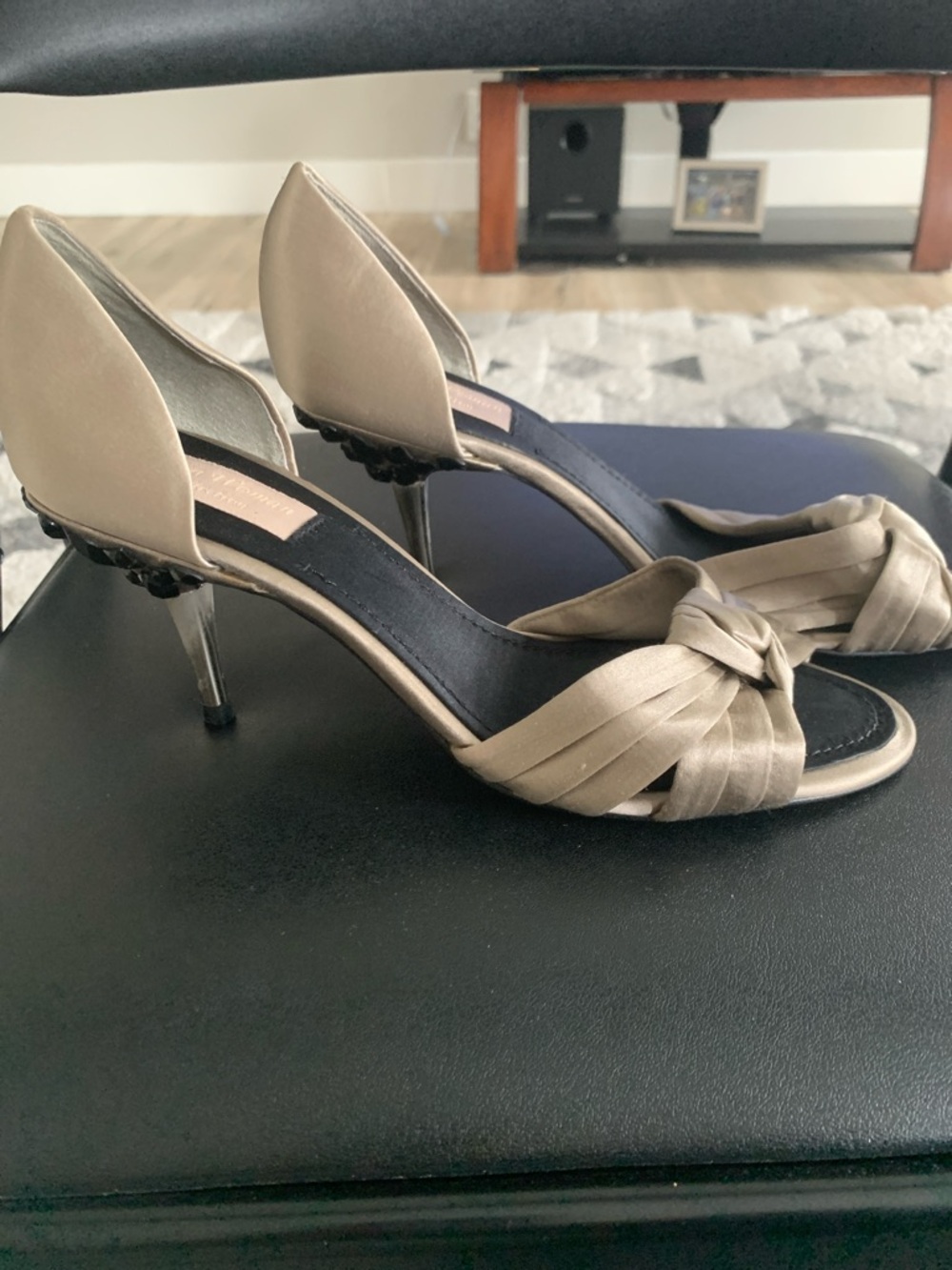Beaded satin shoes